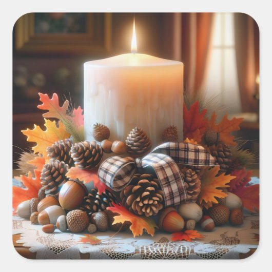Thanksgiving Candle Centerpiece Vierkante Sticker (Voorkant)