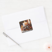 Thanksgiving Candle Centerpiece Vierkante Sticker (Envelop)
