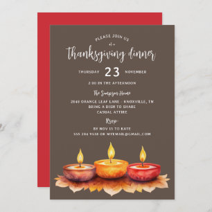 Thanksgiving Candles Dinner Party uitnodiging