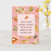 Thanksgiving Card - Funny brengt pompoentaart mee Kaart (Gele Bloem)