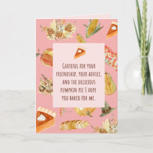 Thanksgiving Card - Funny brengt pompoentaart mee Kaart