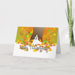 Thanksgiving Card - Jack Russell Dog Autumn Leaves Feestdagen Kaart