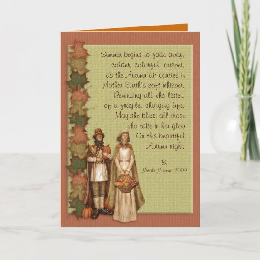 Thanksgiving Card with Poem Feestdagen Kaart (Voorkant)