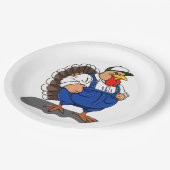 Thanksgiving, Cartoon Boer Turkije, Papieren Bordje (Gekanteld)