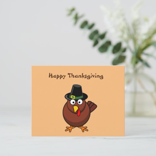 Thanksgiving Cartoon Turkije Briefkaart (Staand voorkant)