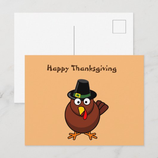 Thanksgiving Cartoon Turkije Briefkaart (Voorkant / Achterkant)