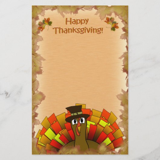 Thanksgiving Cartoon Turkije Pilgrim Briefpapier (Voorkant)