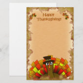 Thanksgiving Cartoon Turkije Pilgrim Briefpapier (Voorkant / Achterkant)