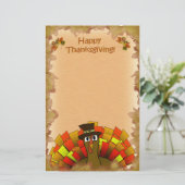 Thanksgiving Cartoon Turkije Pilgrim Briefpapier (Staand voorkant)