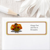 Thanksgiving Cartoon Turkije Pilgrim Etiket (Insitu)