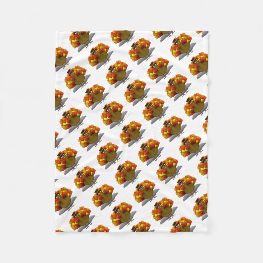 Thanksgiving Cartoon Turkije Pilgrim Fleece Deken (Voorkant)