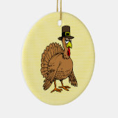 Thanksgiving Cartoon Turkije Pilgrim Keramisch Ornament (Rechts)