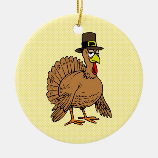 Thanksgiving Cartoon Turkije Pilgrim Keramisch Ornament (Voorkant)