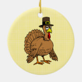 Thanksgiving Cartoon Turkije Pilgrim Keramisch Ornament (Achterkant)