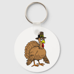 Thanksgiving Cartoon Turkije Pilgrim Sleutelhanger