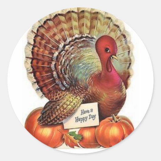  Thanksgiving Cartoon Turkije Ronde Sticker (Voorkant)