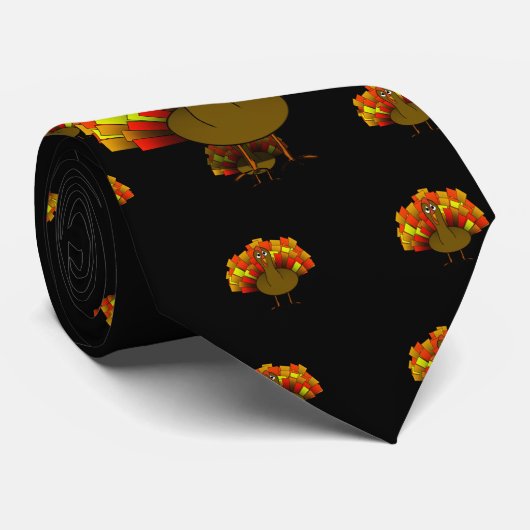 Thanksgiving Cartoon Turkije Stropdas (Opgerold)