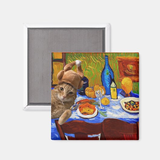 Thanksgiving Cat Magneet (Voorkant / Achterkant)