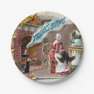 Thanksgiving Cat Papieren Bordje