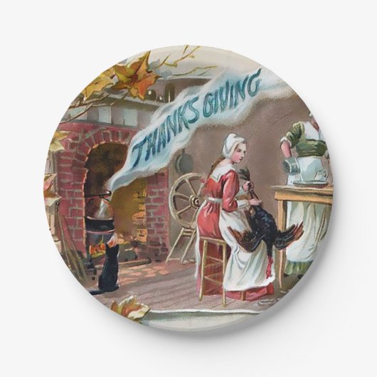 Thanksgiving Cat Papieren Bordje (Voorkant)