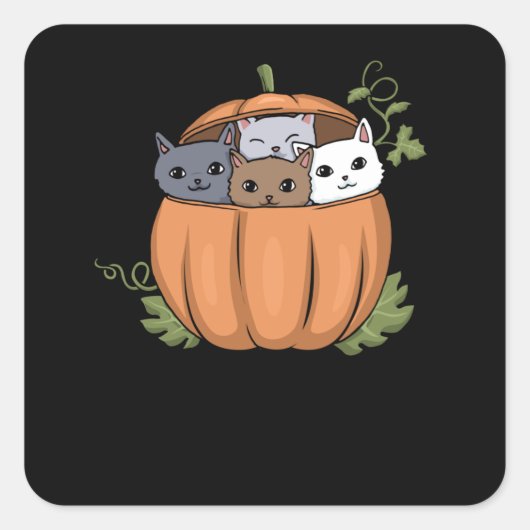Thanksgiving Cat Pumpkin Pie Cat Ma Cute Kitten Vierkante Sticker (Voorkant)