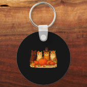 Thanksgiving Cats Dinner Pumpkin Autumn Men Women  Sleutelhanger (Voorkant)