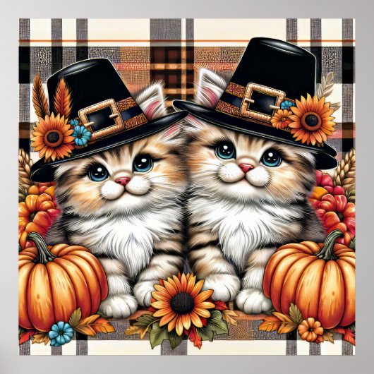 Thanksgiving Cats Poster (Voorkant)