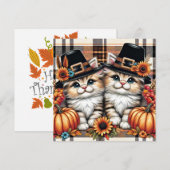 Thanksgiving Cats Wenskaart Feestdagenkaart (Voorkant / Achterkant)