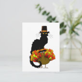 Thanksgiving Chat Noir met Turkije Feestdagenkaart (Staand voorkant)