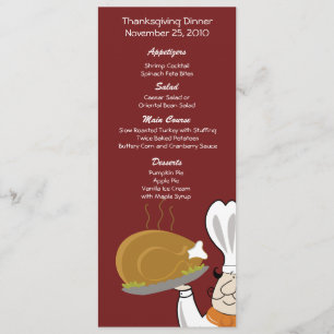 Thanksgiving Chef Turkey Day Gepersonaliseerd Menu Kaart