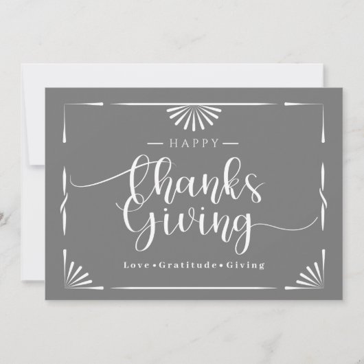 Thanksgiving Chic Elegant Grijs Feestdagenkaart (Voorkant)