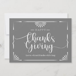 Thanksgiving Chic Elegant Grijs Feestdagenkaart