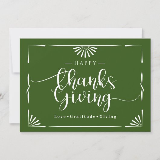 Thanksgiving Chic Elegant Groen Feestdagenkaart (Voorkant)