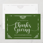 Thanksgiving Chic Elegant Groen Feestdagenkaart (Voorkant / Achterkant)
