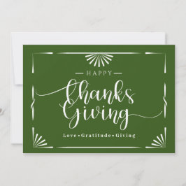 Thanksgiving Chic Elegant Groen Feestdagenkaart