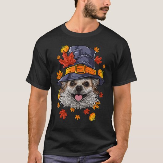 Thanksgiving Chihuahua Pilgrim Costume Dog Herfst  T-shirt (Voorkant)