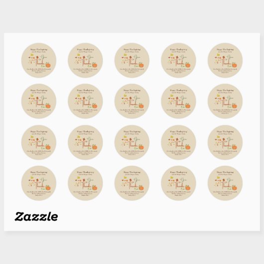Thanksgiving Christelijk | Aangepaste envelopverze Ronde Sticker (Vel)