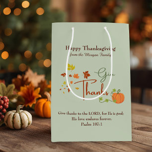 Thanksgiving Christelijk   Aangepaste naam & Bijbe Medium Cadeauzakje