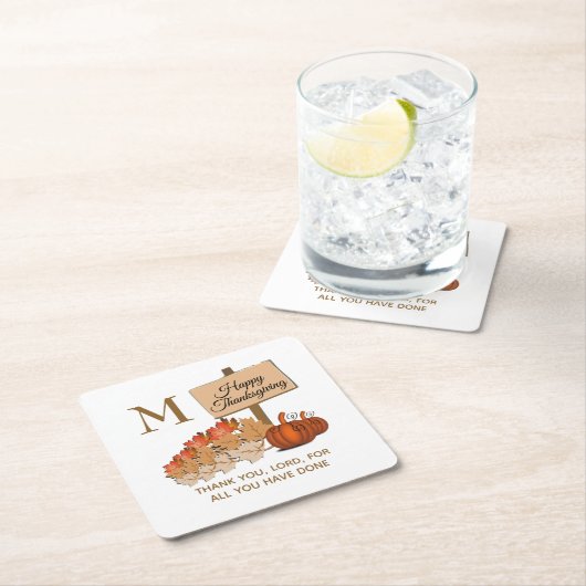THANKSGIVING Christelijk monogram Kartonnen Onderzetters (Insitu)