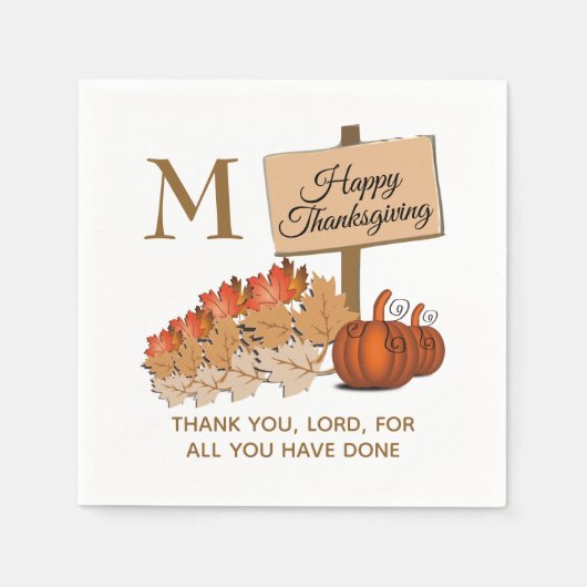 THANKSGIVING Christelijk monogram papier Servet (Voorkant)