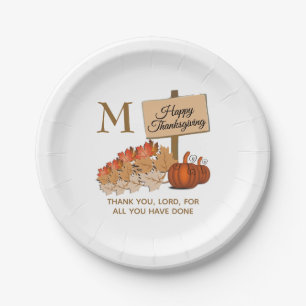 THANKSGIVING Christelijk monogram Papieren Bordje