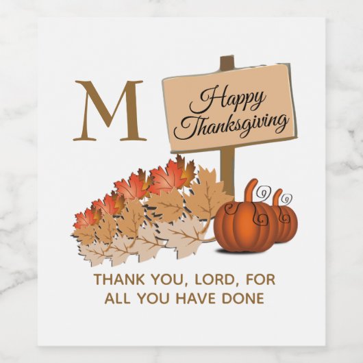 THANKSGIVING Christelijk monogram Wijn Etiket (Enkel label)