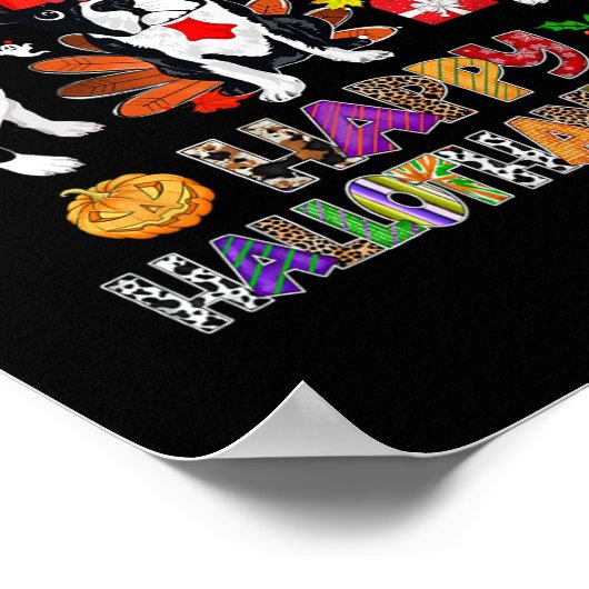 Thanksgiving Christmas Boston Terrier Dog Hallotha Poster (Hoek)