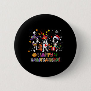 Thanksgiving Christmas Boston Terrier Dog Hallotha Ronde Button 5,7 Cm