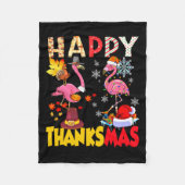 Thanksgiving Christmas Flamingo Happy Thanksmas Xm Fleece Deken (Voorkant)