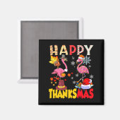 Thanksgiving Christmas Flamingo Happy Thanksmas Xm Magneet (Voorkant / Achterkant)