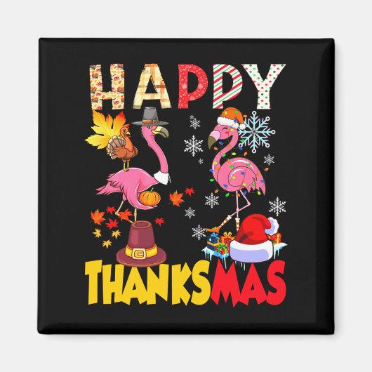 Thanksgiving Christmas Flamingo Happy Thanksmas Xm Magneet (Voorkant)