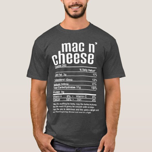 Thanksgiving Christmas Mac N Cheese Nutritional T-shirt (Voorkant)