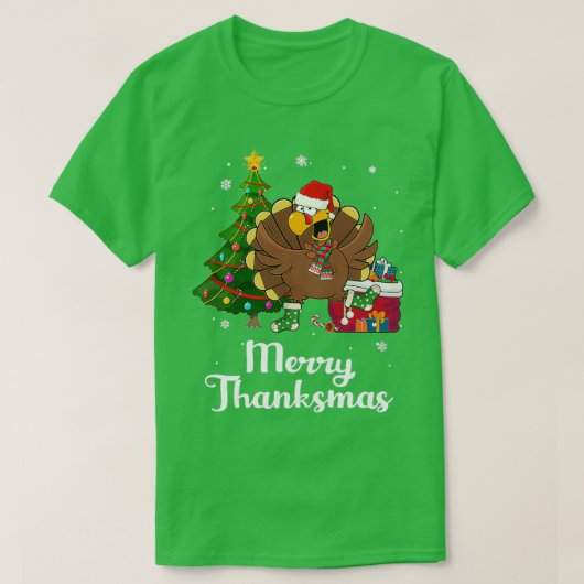 Thanksgiving Christmas Turkey Merry Thanksmas T-shirt (Design voorkant)
