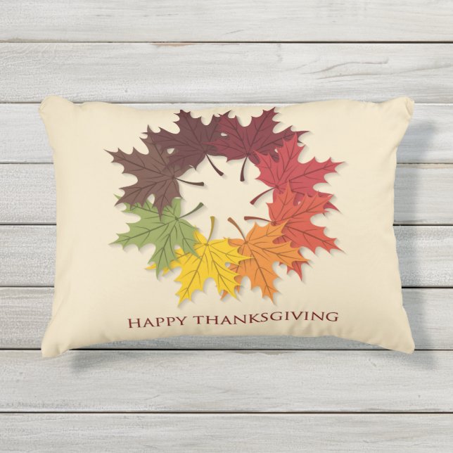 Thanksgiving cirkel bladeren buitenkussen (Voorkant)